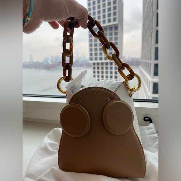 YUZEFI leather Pepper Bag in Cappuccino Bianco, 2 handles - LIKE NEW - Picture 7 of 16